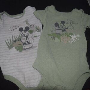 Mickey Mouse Safari 2 sets of onesies 12 months